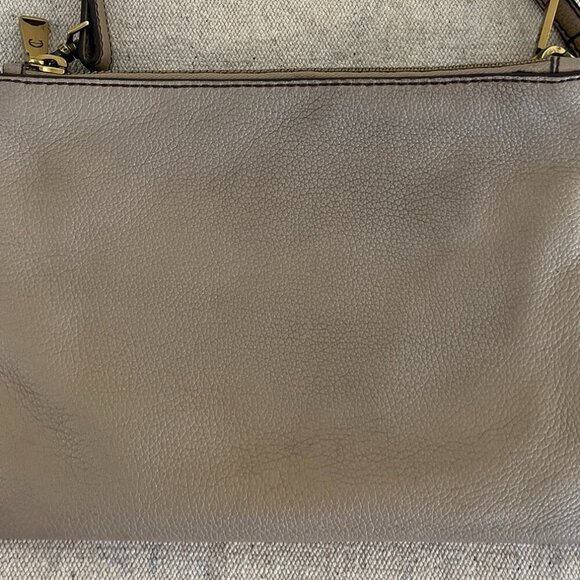 Etienne Aigner Peddled Nappa Leather Tan Angela Logo Crossbody Purse - Picture 4 of 14